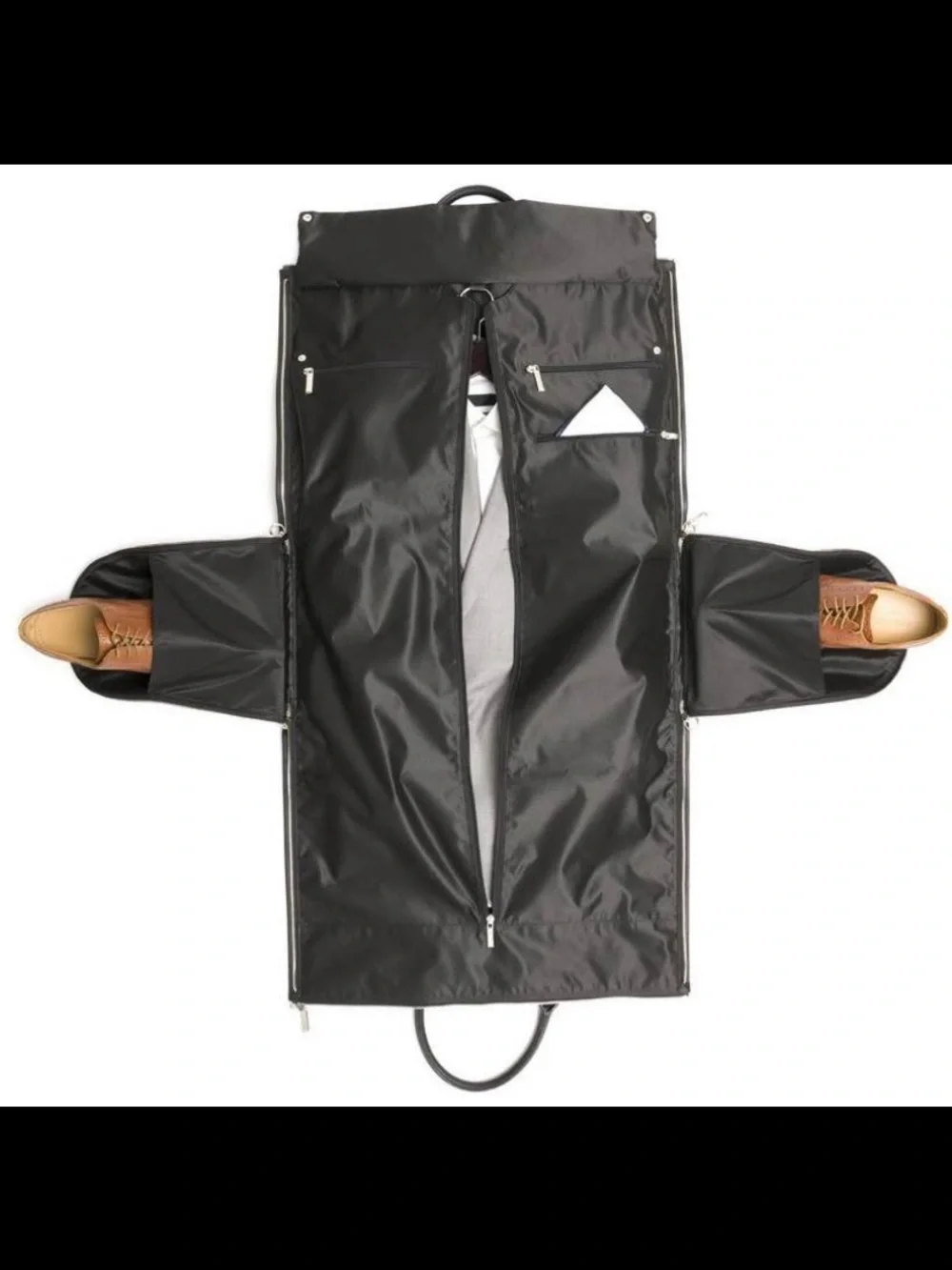 HOOK + ALBERT Black Leather Garment Weekender Bag